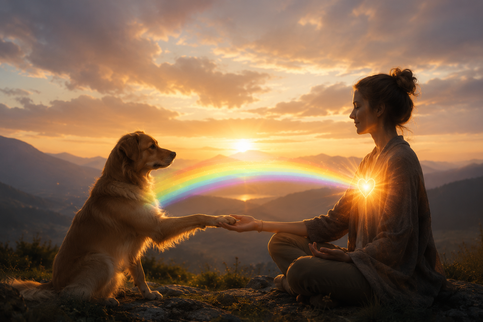 Persona conectando con su perro desde el corazón