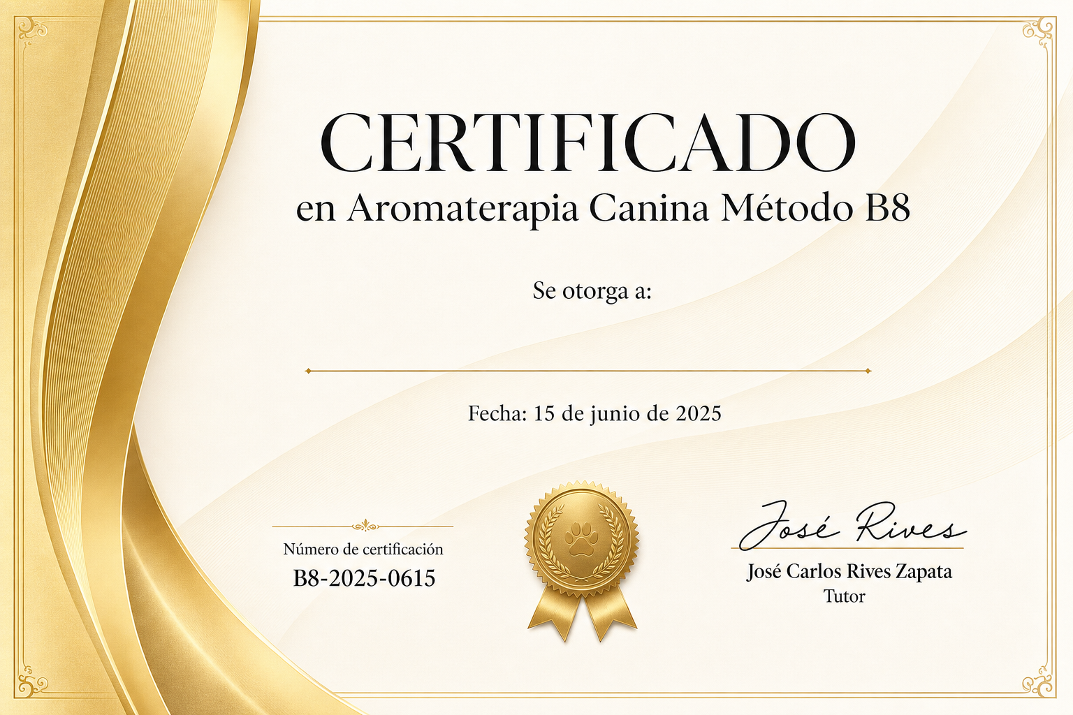 Certificado en Aromaterapia Canina Método B8